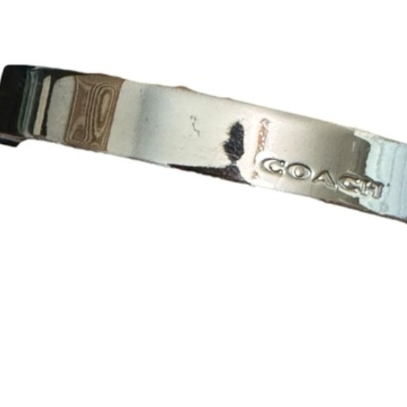 Coach Metallic Silver Bracelet with Black Leather Accents - Picture 7 of 7